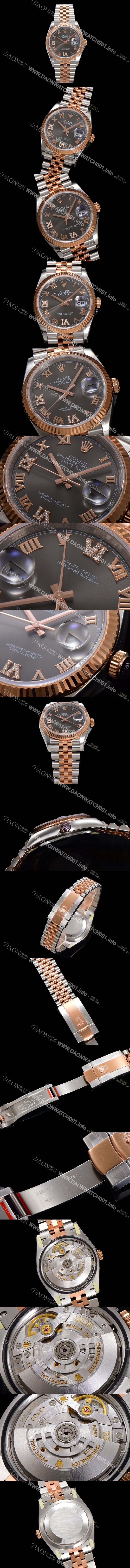 홍콩명품 [로렉스] 남성용 데이저스트 m126231 18K 로즈골드 로마인덱스 36mm 오토매틱 Cal.3235 무브먼트 그레이 다이얼 rol5362