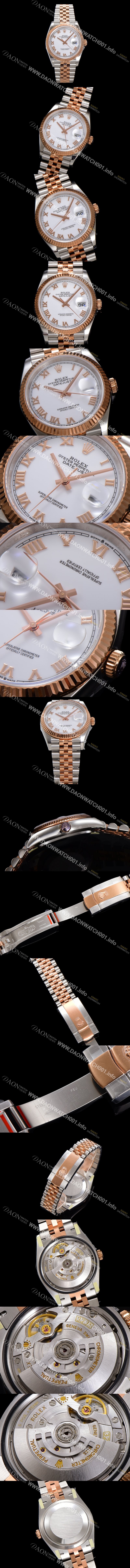 홍콩명품 [로렉스] 남성용 데이저스트 m126231 18K 로즈골드 로마인덱스 36mm 오토매틱 Cal.3235 무브먼트 화이트 다이얼 rol5363