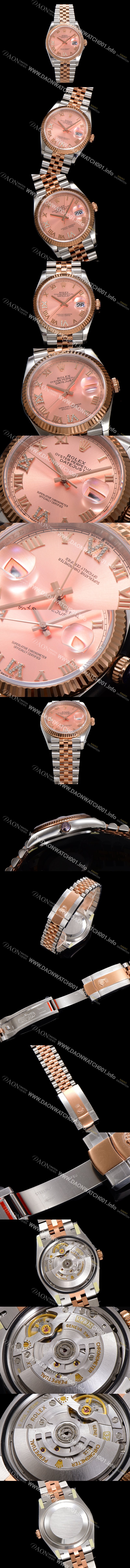 홍콩명품 [로렉스] 남성용 데이저스트 m126231 18K 로즈골드 로마인덱스 36mm 오토매틱 Cal.3235 무브먼트 핑크 다이얼 rol5364