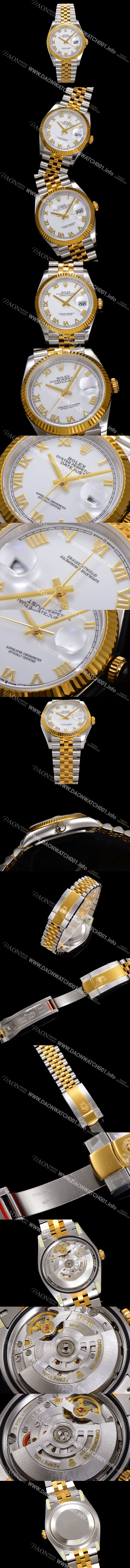 홍콩명품 [로렉스] 남성용 데이저스트 m126233 18K 옐로우골드 로마인덱스 36mm 오토매틱 Cal.3235 무브먼트 화이트 다이얼 rol5365