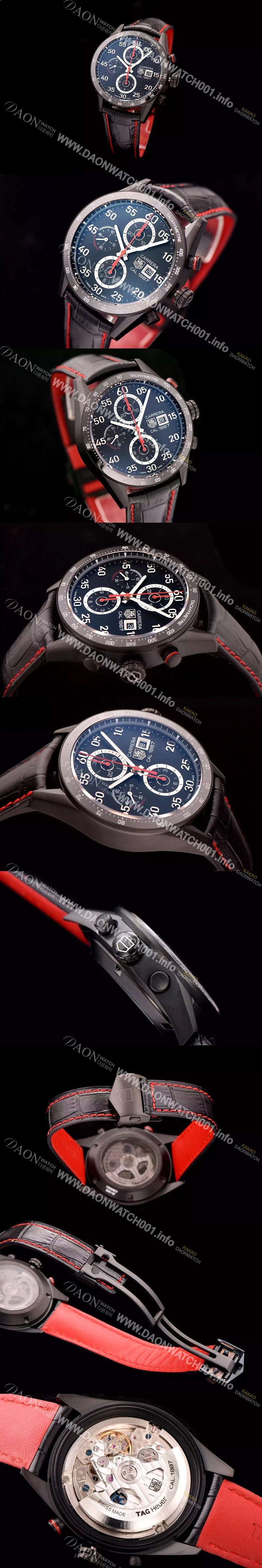 홍콩명품 [태그호이어] 남성용 까레라 칼리버 1887 세라믹 베젤 블랙 다이얼 TAG4205