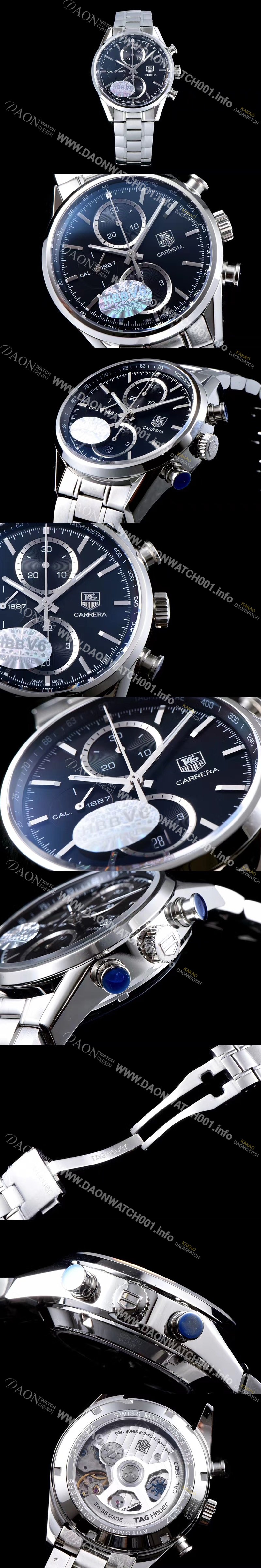 홍콩명품 [태그호이어] 남성용 까레라 칼리버 1887 크로노그래프 블랙 다이얼 7750 오토매틱 TAG0403