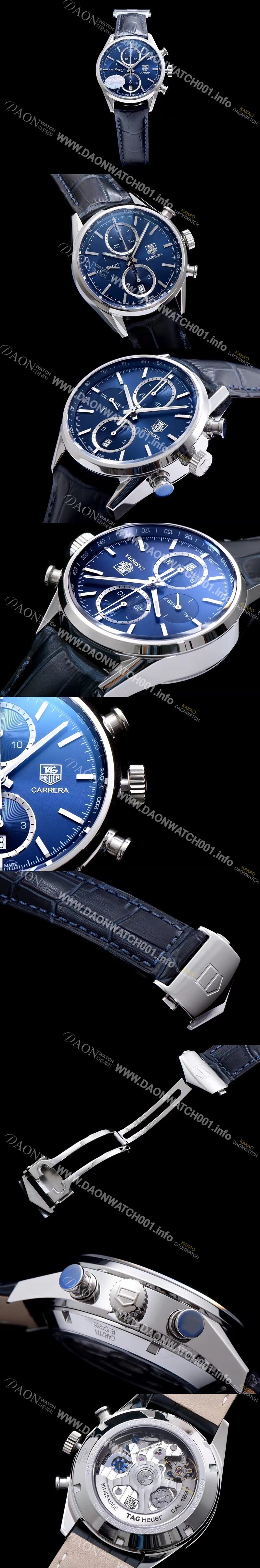 홍콩명품 [태그호이어] 남성용 까레라 칼리버 1887 크로노그래프 블루 다이얼 7750 오토매틱 TAG0202
