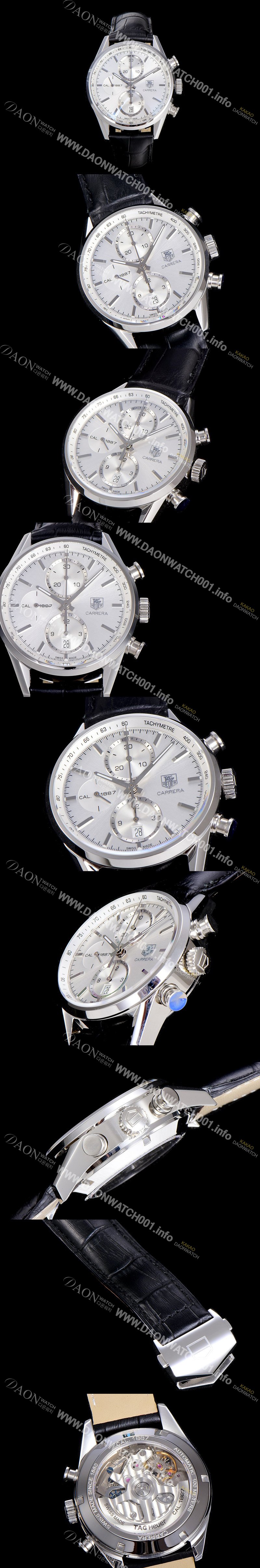 홍콩명품 [태그호이어] 남성용 까레라 칼리버 1887 크로노그래프 화이트 다이얼 7750 오토매틱 TAG0241
