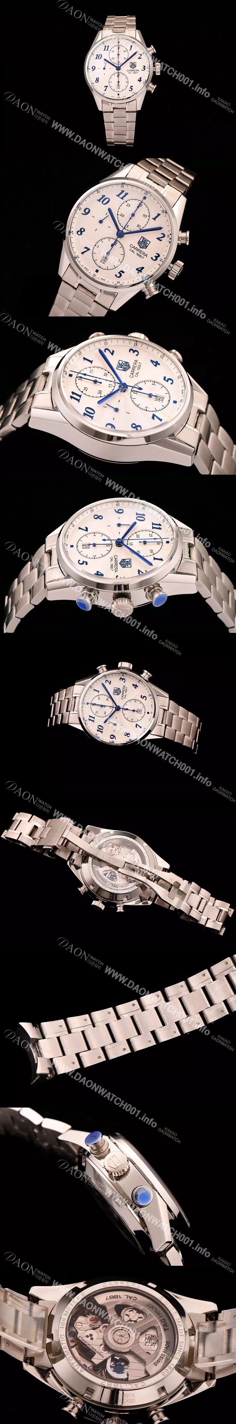 홍콩명품 [태그호이어] 남성용 까레라 1887 오토매틱 크로노 그래프 화이트 다이얼 TAG0240