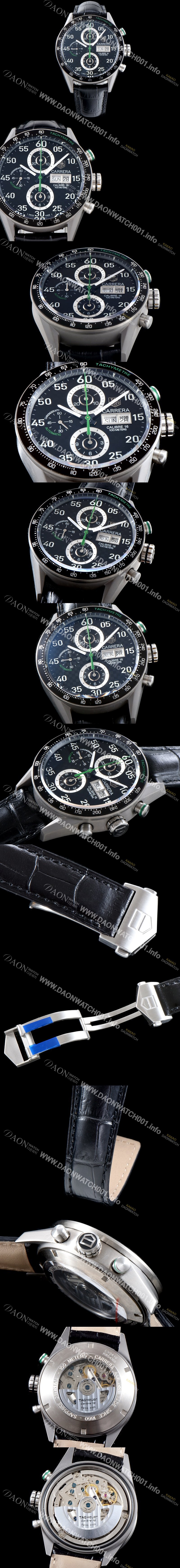 홍콩명품 [태그호이어] 남성용 NEW 까레라 CV2A1R.FC6235 칼리버16 데이-데이트 크로노그래프 블랙 카본 다이얼 오토매틱 무브먼트 TAG0104