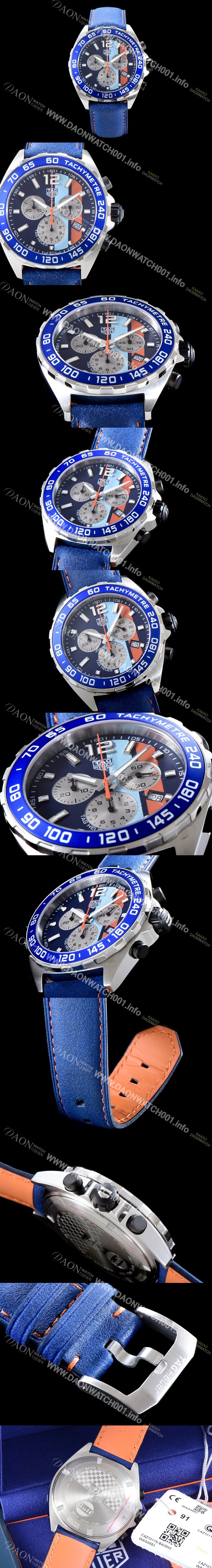 홍콩명품 [태그호이어] 남성용 포뮬러F1 CAZ101N.FC8243 걸프 스트라이프로 장식된 블루 다이얼 크로노그래프 일본 수입산 크로노그래프기능 쿼츠 무브먼트 TAG0103