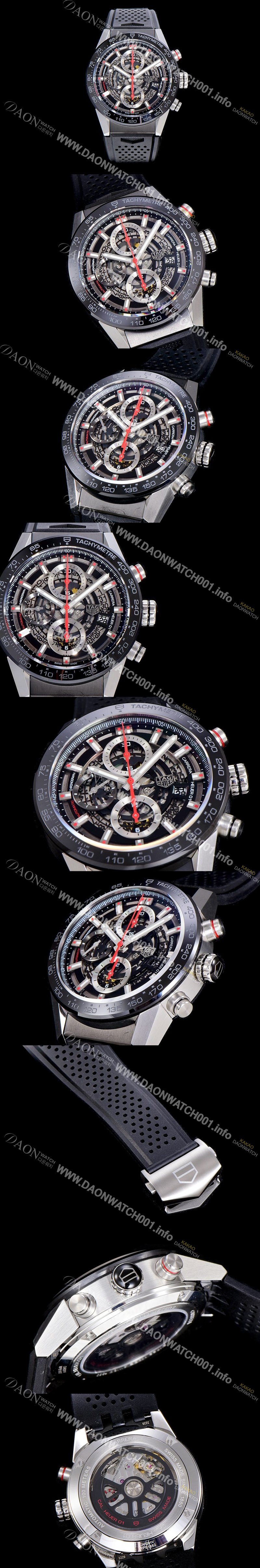 홍콩명품 [태그호이어]남성용 신상품출시!! 까레라 칼리버 크로노그래프 오토매틱 45mm 블랙다이얼 TAG65464