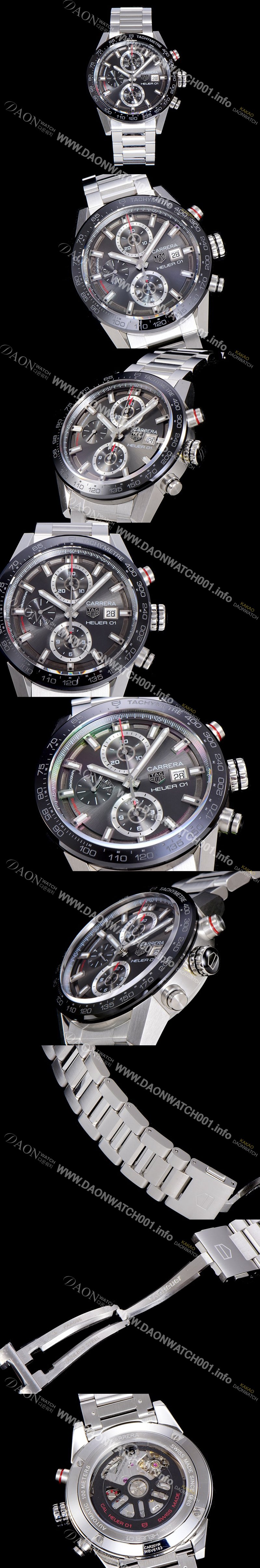 홍콩명품 [태그호이어]남성용 까레라 크로노그래프 칼리버 오토매틱 Heuer01 43미리 블랙다이얼 TAG21945