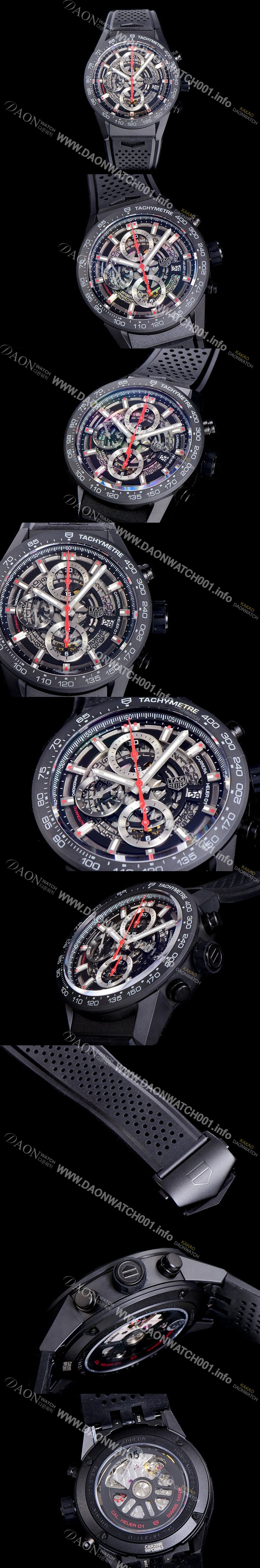 홍콩명품 [태그호이어]남성용 신상품출시!! 까레라 칼리버 크로노그래프 오토매틱 43mm 블랙다이얼 TAG36799