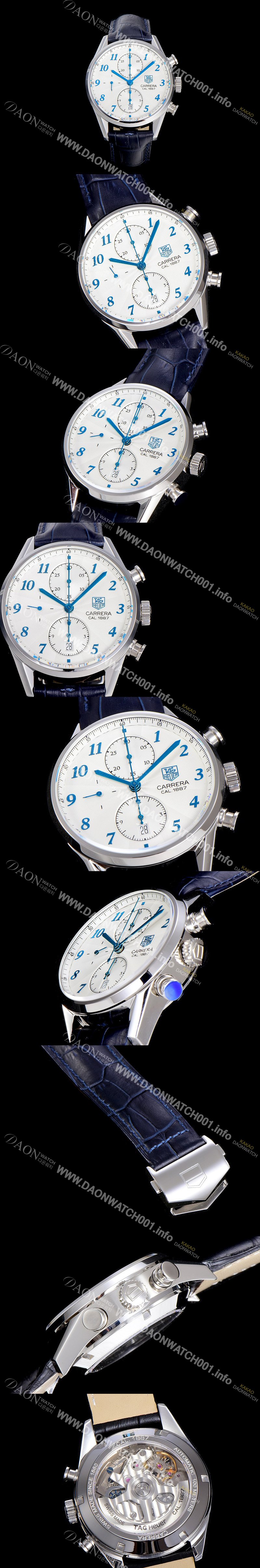 홍콩명품 [태그호이어] 남성용 까레라 1887 오토매틱 크로노 그래프 화이트 다이얼 TAG73832