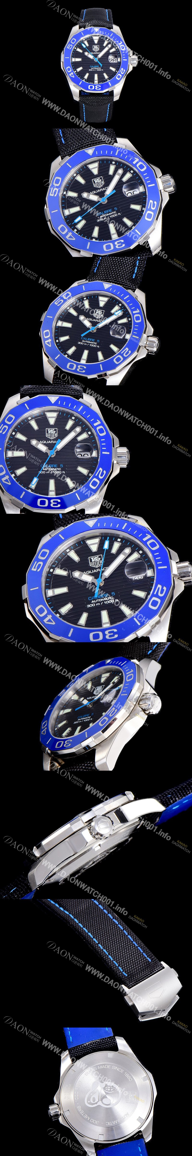 홍콩명품 [태그호이어] 남성용 아쿠아레이서 300M 블루 세라믹 베젤 A2824-2 오토매틱 블랙 다이얼 TAG73942