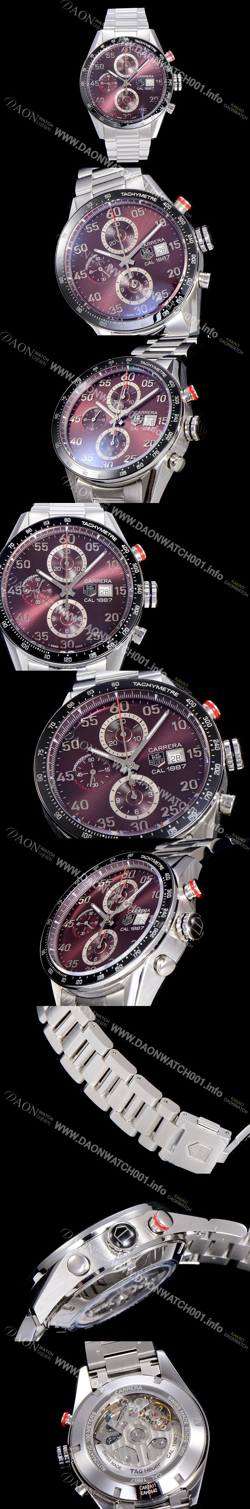 홍콩명품 [태그호이어] 남성용 까레라1887 베스트 최신버전 업그레이드형 V6사 CAR2A10.FC6235 크로노그래프 브라운 다이얼 오토매틱 무브먼트 TAG73951