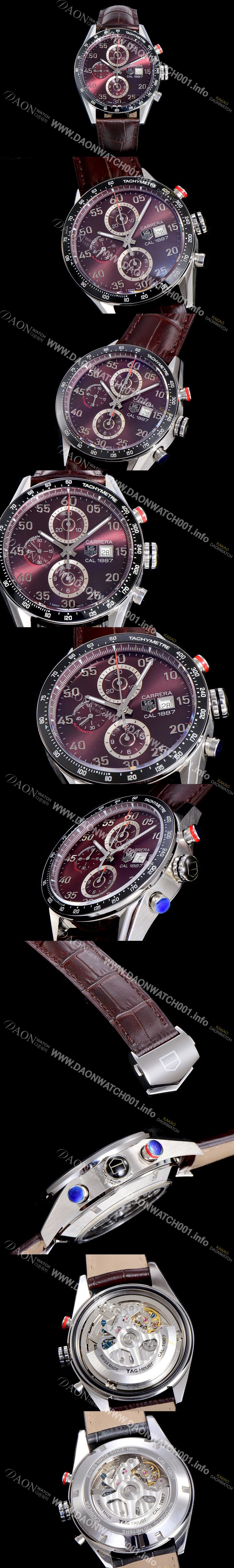 홍콩명품 [태그호이어] 남성용 까레라1887 베스트 최신버전 업그레이드형 V6사 CAR2A10.FC6235 크로노그래프 브라운 다이얼 오토매틱 무브먼트 TAG73969