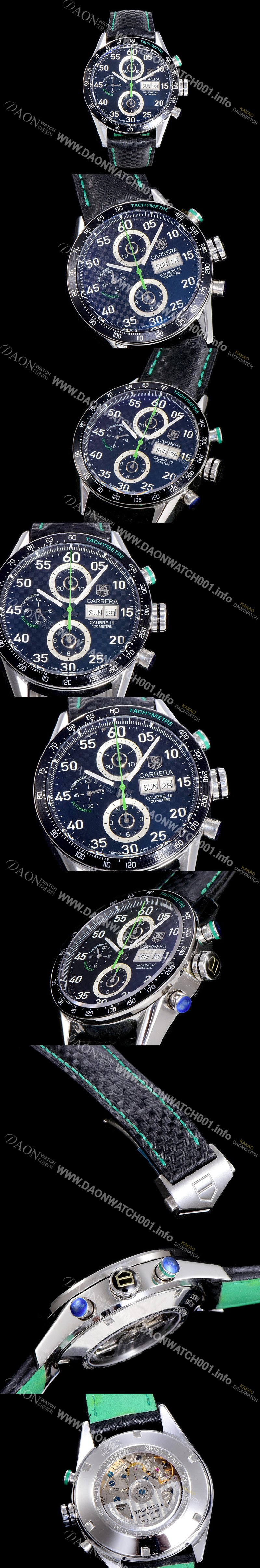 홍콩명품 [태그호이어] 남성용 까레라 칼리버 16 데이데이트 크로노그래프 싱가폴 한정판 그린 TAG73978