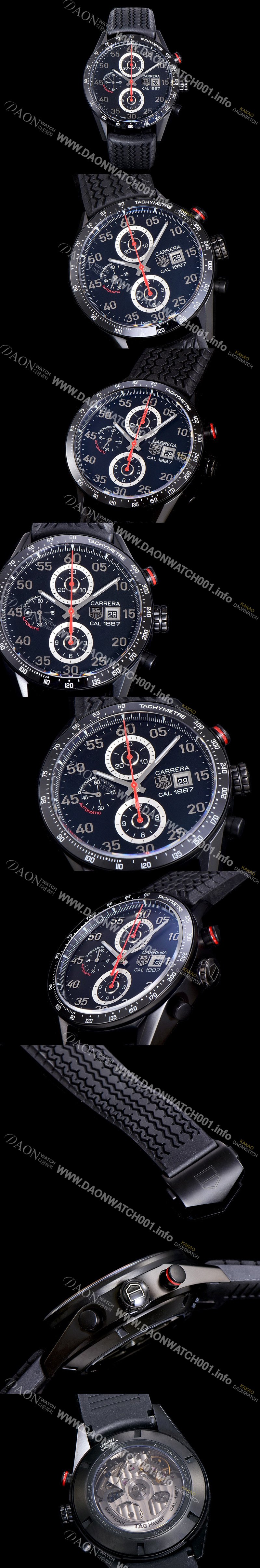 홍콩명품 [태그호이어] 남성용 까레라 칼리버 1887 세라믹 베젤 블랙 다이얼 TAG73996