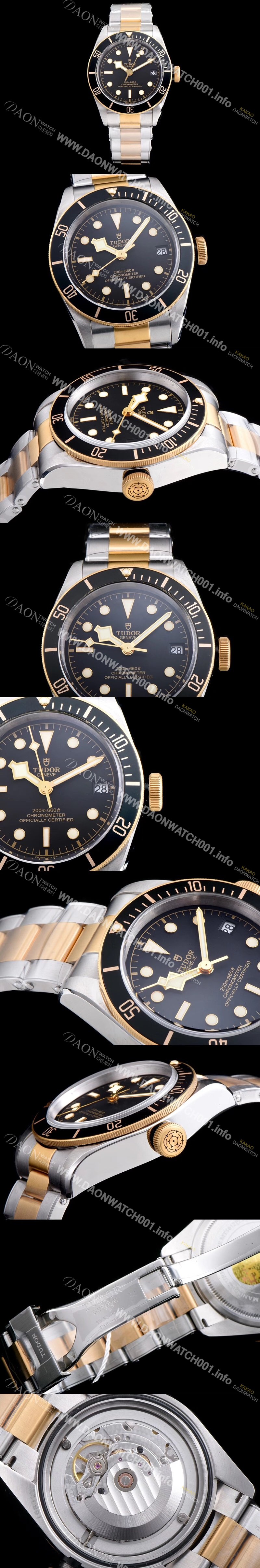 홍콩명품 [튜더] 남성용 헤리티지 블랙 베이 M79733N-0004 최신형 콤비모델!! ZF 사 18K 옐로우 골드 블랙 다이얼 브레이슬릿 스위스 ETA 2824-A2오토매틱 무브먼트 TUD04303