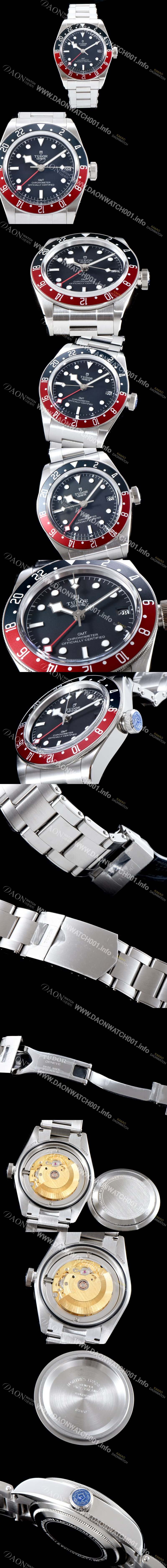 홍콩명품 [튜더] 남성용 바젤월드 블랙 베이 M79830RB-0001 지엠티!! 듀얼 타임 블랙/레드 투톤 24시간 회전 베젤 블랙 다이얼 브레이슬릿 스위스 ETA 2824-A2 오토매틱 무브먼트 tud5125