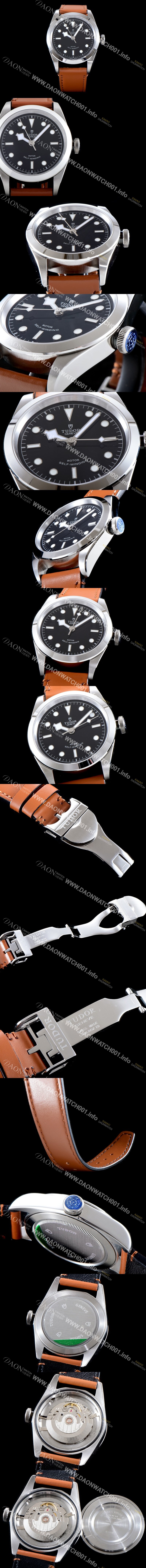 홍콩명품 [튜더] 남성용 빈티지 베이지 가죽 스트랩!! 블랙 베이 M79500-0008 스노우플레이크 오리지널 동일 무브 블랙 다이얼 스위스 ETA 2824-A2 오토매틱 무브먼트 TUD0330