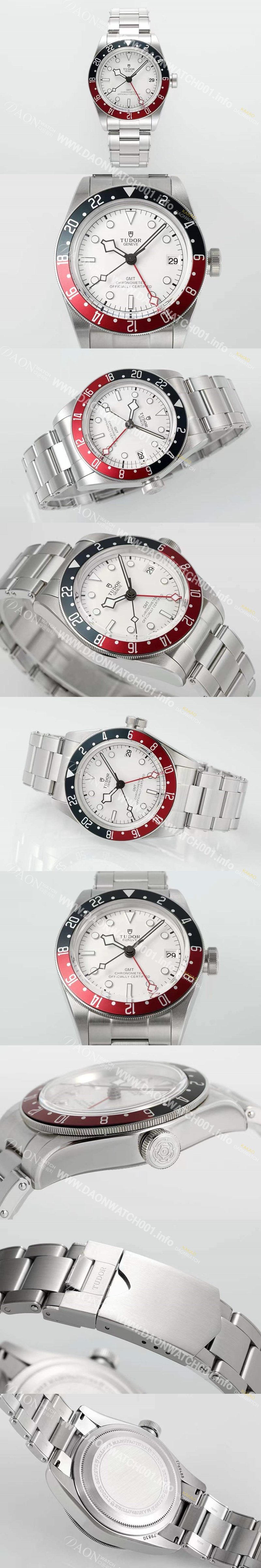 홍콩명품 [튜더] 남성용 바젤월드 블랙 베이 M79830RB-0010 지엠티!! 듀얼 타임 블랙/레드 투톤 24시간 회전 베젤 화이트 다이얼 브레이슬릿 스위스 ETA 2824-A2 오토매틱 무브먼트 tud5126