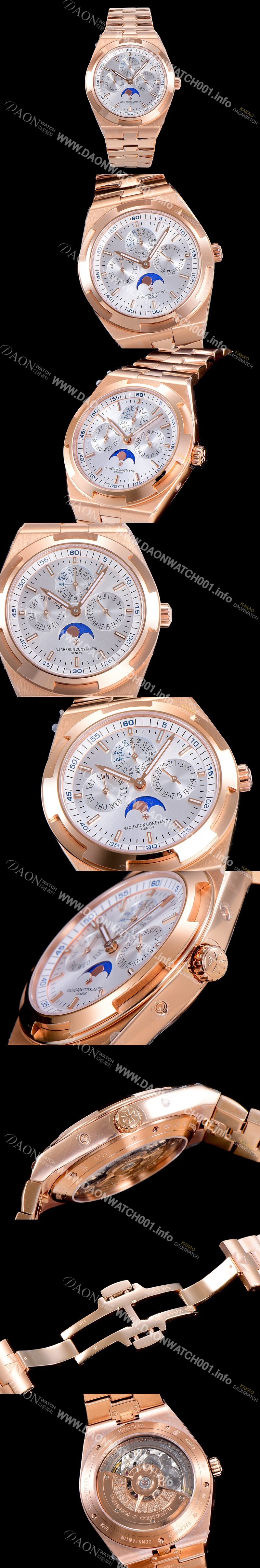 홍콩명품 [바쉐런 콘스탄틴] 남성용 오버시즈 4300V 오토매틱 1120QP/1타입 41.5미리 18K핑크골드 올금 금장시계 실버다이얼 VAC73711