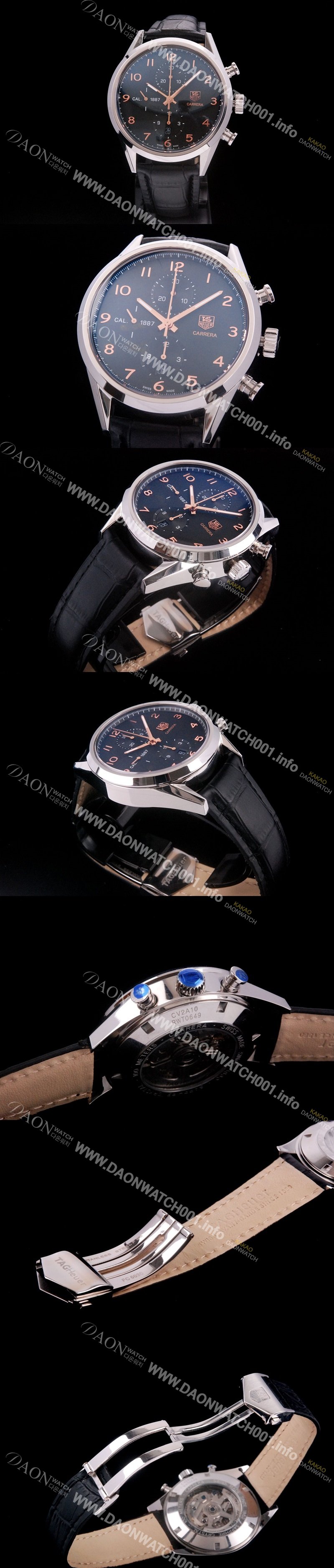 홍콩명품 [태그호이어] 남성용 까레라 칼리버 1887 크로노그래프 블랙 다이얼 7750 오토매틱 TAG4211