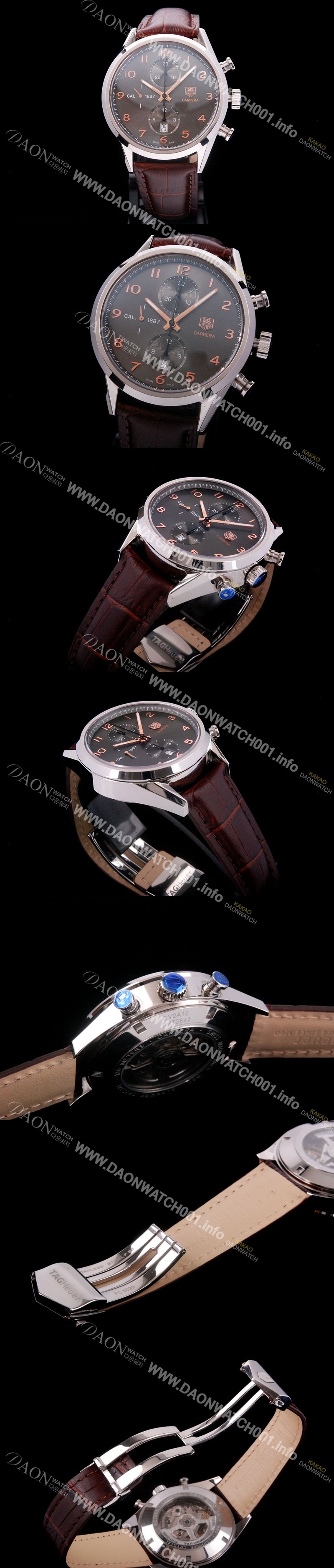 홍콩명품 [태그호이어] 남성용 까레라 칼리버 1887 크로노그래프 브라운 다이얼 7750 오토매틱 TAG4213