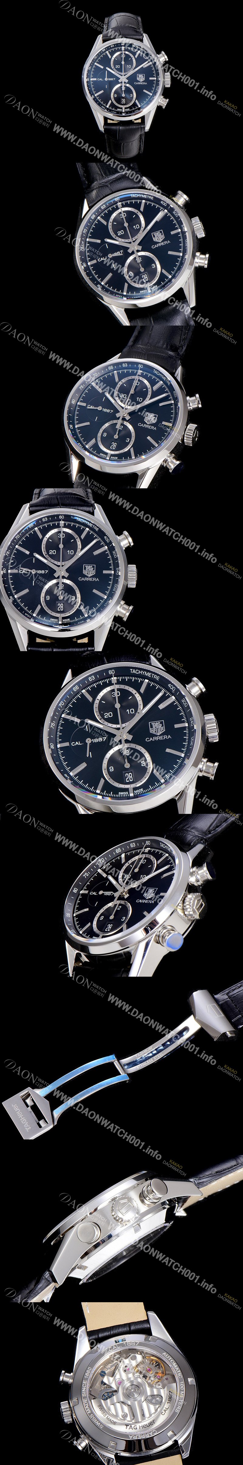 홍콩명품 [태그호이어] 남성용 까레라 칼리버 1887 크로노그래프 블랙 다이얼 7750 오토매틱 TAG4210