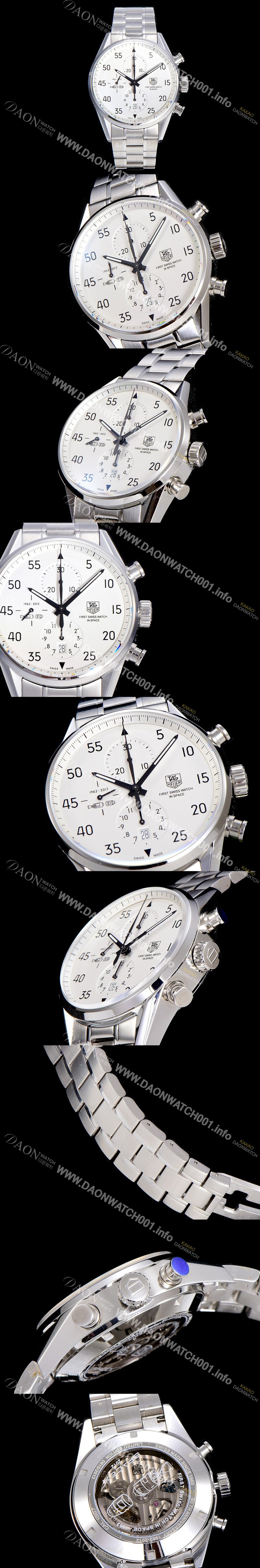 홍콩명품 [태그호이어] 남성용 까레라 칼리버 1887 크로노 화이트 다이얼 TAG4215