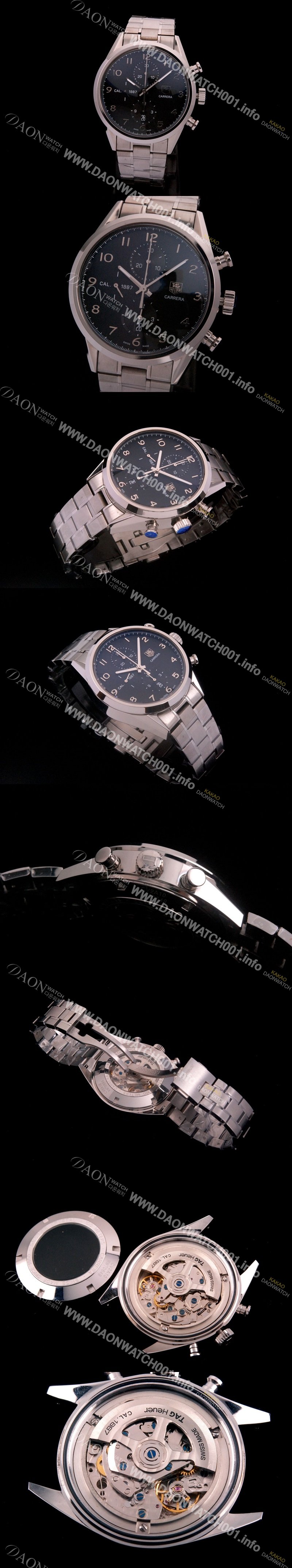 홍콩명품 [태그호이어] 남성용 까레라 칼리버 1887 크로노그래프 블랙 다이얼 7750 오토매틱 TAG4202