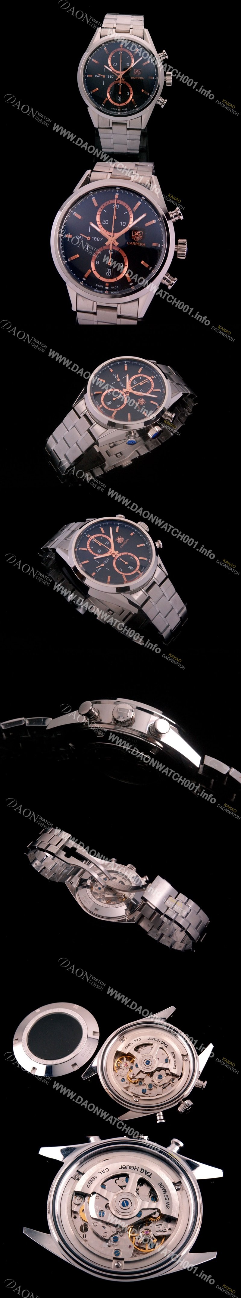 홍콩명품 [태그호이어] 남성용 까레라 칼리버 1887 크로노그래프 블랙 다이얼 7750 오토매틱 TAG4203