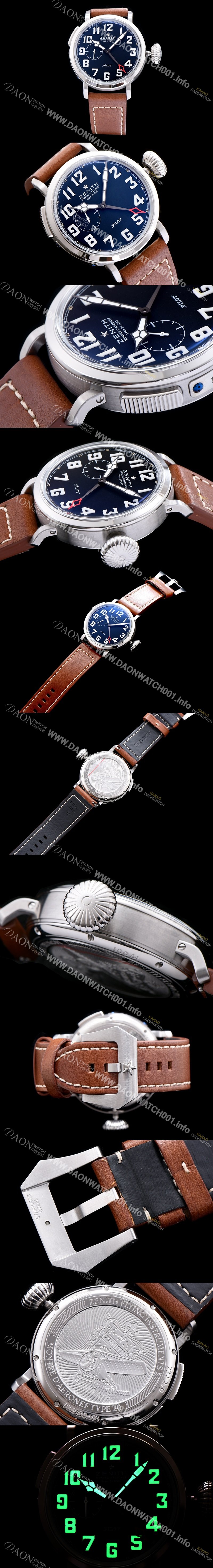 홍콩명품 [제니스] 남성용 파일럿 타입 20 GMT 1903 블랙 다이얼 브라운 레더 스트랩 아시안 23석 오토매틱 ZEN4221