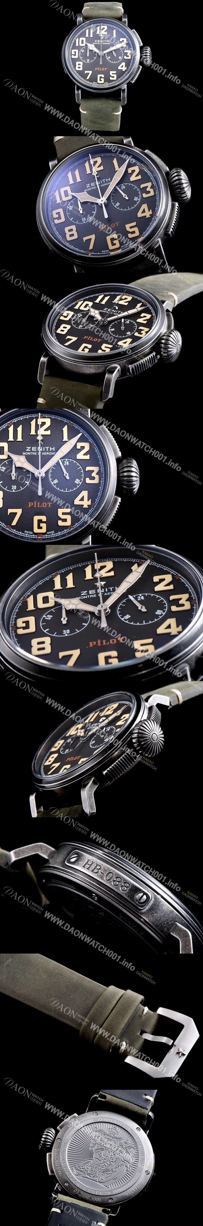 홍콩명품 [제니스] 남성용 파일럿 11.2430.4069/21.C773 빈티지 헤리티지 타입20 크로노그래프 그레이 샌드 다이얼 오토매틱 무브먼트 ZEN4212