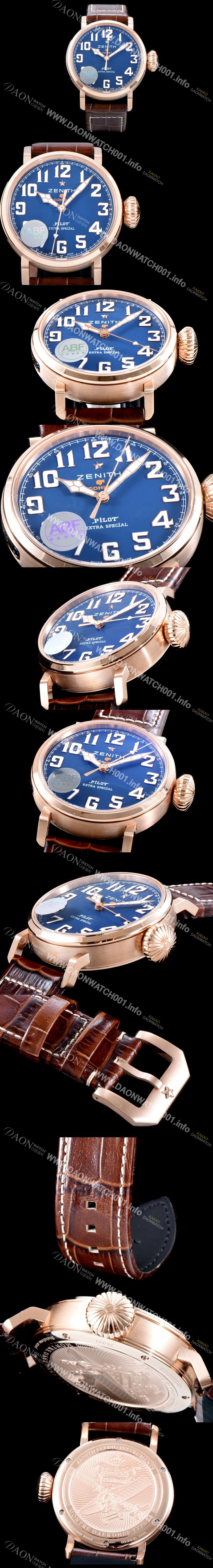 홍콩명품 [제니스] 남성용 파일럿 타입20 18.2430.679/27.C721 코이바 스페셜!! 고급스러운 18K 로즈골드 케이스 네이비 다이얼 오토매틱 무브먼트 ZEN4200