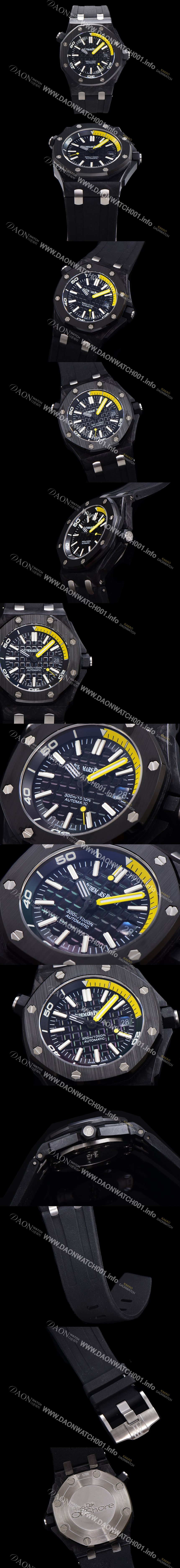 홍콩명품 [오데마피게] 남성용 로얄오크 오프쇼어 오토매틱 Cal.3120 타입 블랙 PVD코팅  43mm 우레탄줄 민트 화이트다이얼 aud2911