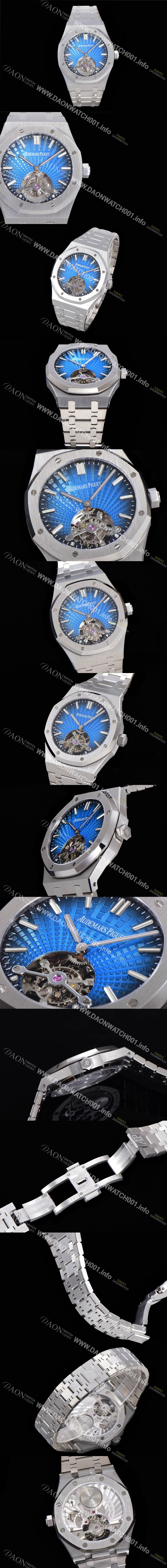 홍콩명품 [오데마피게] 남성용 로얄오크 Calibre 2924 투어빌론/수동기계식 41미리 금장 18K로즈골드 블랙다이얼 AUD75238