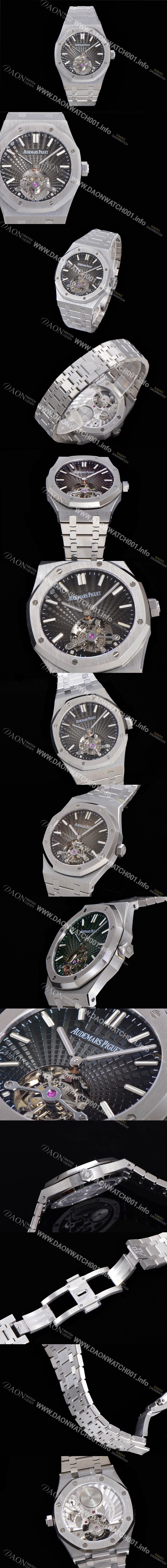 홍콩명품 [오데마피게] 남성용 로얄오크 Calibre 2924 투어빌론/수동기계식 41미리 금장 18K로즈골드 블랙다이얼 AUD75247