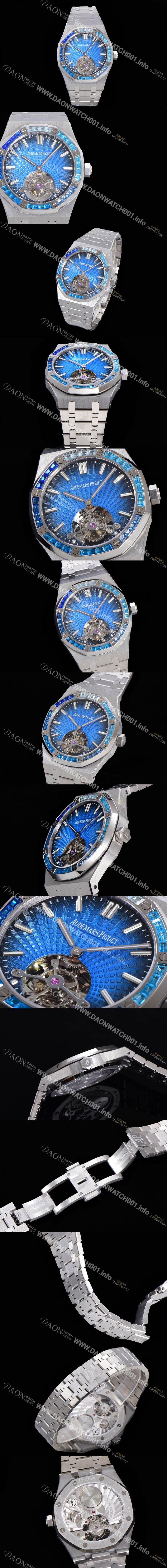 홍콩명품 [오데마피게] 남성용 로얄오크 Calibre 2924 투어빌론/수동기계식 41미리 금장 18K로즈골드 블랙다이얼 AUD75248