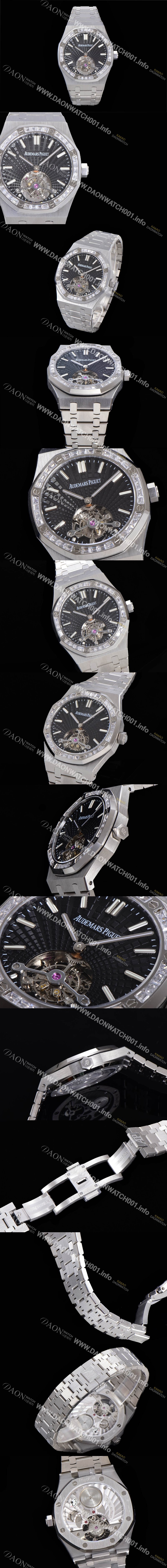 홍콩명품 [오데마피게] 남성용 로얄오크 Calibre 2924 투어빌론/수동기계식 41미리 금장 18K로즈골드 블랙다이얼 AUD75252