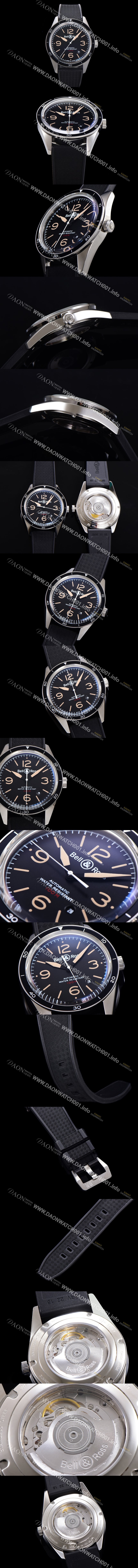 홍콩명품 [벨앤로즈] 남성용 빈티지  BR V2-92 스틸 해리티지 ETA2836-2 타입 오토매틱 41mm 우레탄줄 블랙다이얼 bel5131