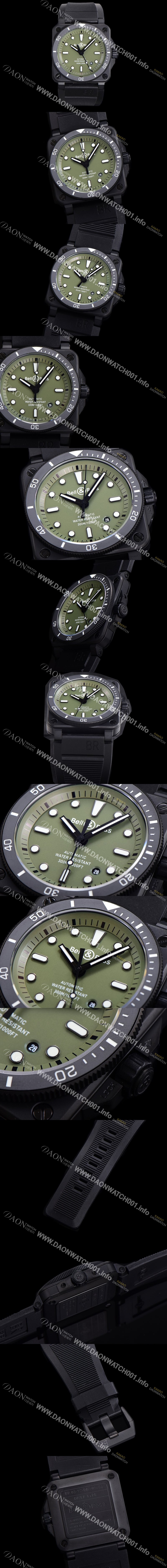 홍콩명품 [벨엔로즈] 남성용 BR03-92 다이버 오토매틱 ETA2836-2 타입 42mm 우레탄줄 그린다이얼 bel70872