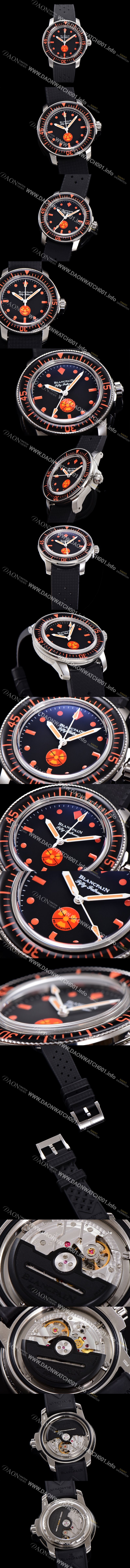 홍콩명품 [블랑팡] 남성용 1:1수제공정형 피프티패덤스 리미티드 에디션 오토매틱 ETA2836-2 타입 45mm 우레탄줄 세라믹 블랙다이얼 bla27842