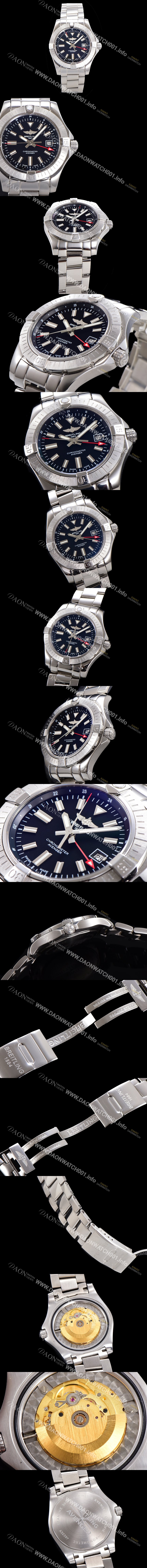 홍콩명품 [브라이틀링] 남성용 어벤져 오토매틱 GMT 아시안 2836-2 타입 43mm 스틸 메탈시계 블랙다이얼 bre9912