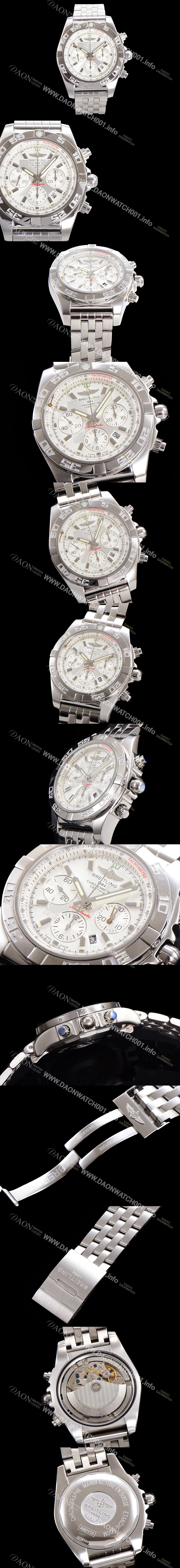 홍콩명품 [브라이틀링] 남성용 크로노맷 오토매틱 크로노그래프 ETA7750-2타입 44mm 매탈줄 화이트다이얼 bre9153