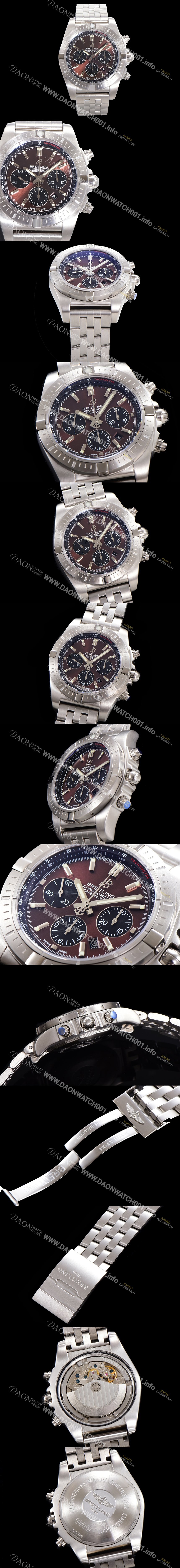 홍콩명품 [브라이틀링] 남성용 크로노맷 오토매틱 크로노그래프 ETA7750-2타입 44mm 매탈줄 브라운다이얼 bre5131