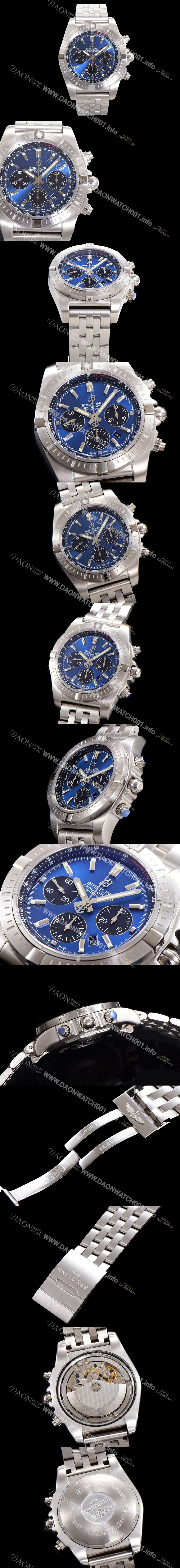 홍콩명품 [브라이틀링] 남성용 크로노맷 오토매틱 크로노그래프 ETA7750-2타입 44mm 매탈줄 블루다이얼 bre1192