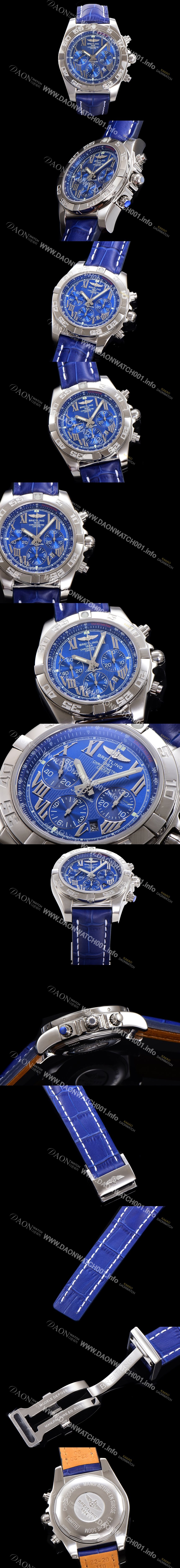 홍콩명품 [브라이틀링] 남성용 윈드라이더 크로노맷 오토매틱 ETA-7750 기계식 44mm 가죽줄 블루다이얼 bre9123