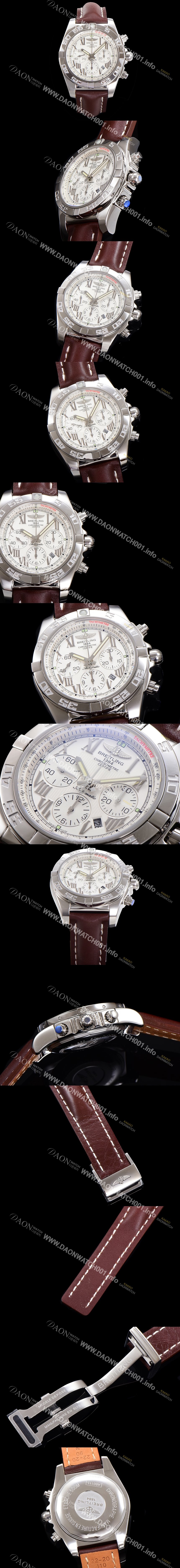홍콩명품 [브라이틀링] 남성용 윈드라이더 크로노맷 오토매틱 ETA-7750 기계식 44mm 가죽줄 화이트다이얼 bre1259