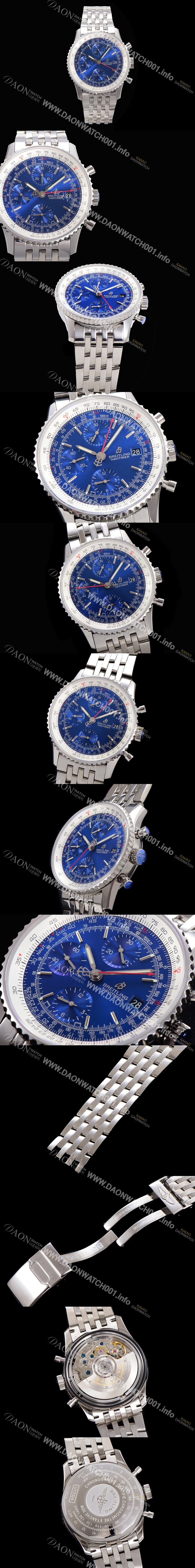 홍콩명품 [브라이틀링] 남성용 네비타이머 크로노그래프 ETA7750-2 타입 오토매틱 41mm 메탈줄 블루다이얼 bre5935