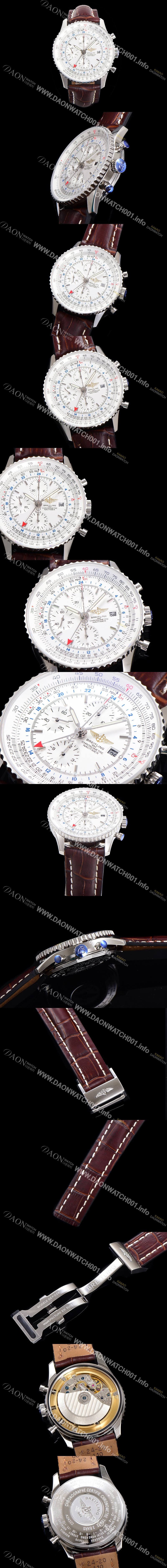 홍콩명품 [브라이틀링] 남성용 네비타이머 크로노그래프 ETA7750-2 타입 오토매틱 46mm 가죽줄 화이트다이얼 bre5139